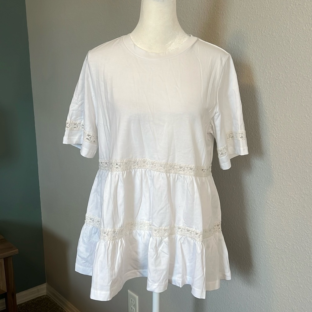 ASOS Smock Top Lace Detail White Size 4